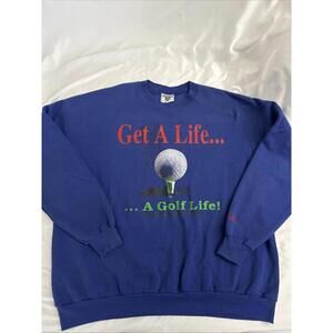Vintage LEE Golf Crewneck Sweatshirt Size 2X Get A Golf Life Blue